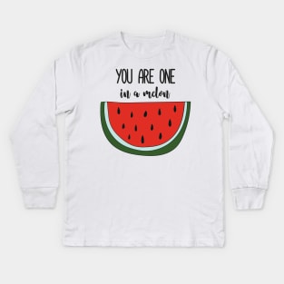 One In A Melon, Cute Funny Watermelon Kids Long Sleeve T-Shirt